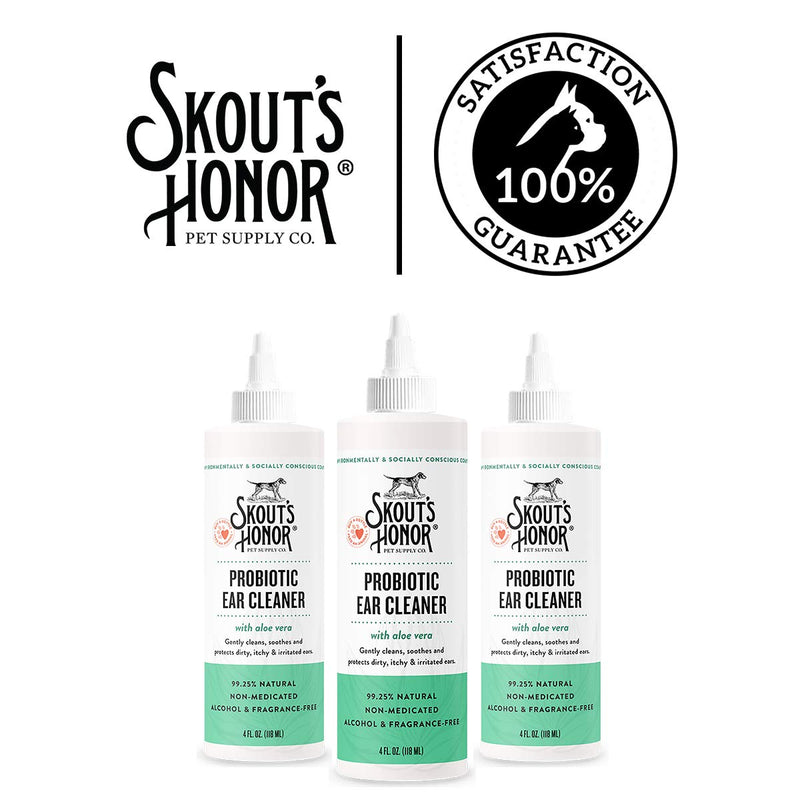 SKOUT'S HONOR: Probiotic Ear Cleaner for Pets - Gently Cleans, Soothes, and Protects Dirty, Itchy, and Irritated Ears - Fragrance-Free - PawsPlanet Australia
