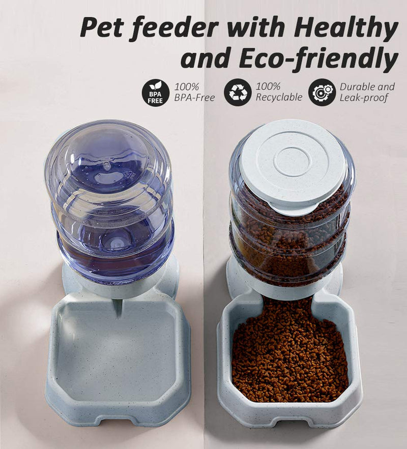 Pet Feeder and Water Food Dispenser Automatic for Dogs Cats, 100% BPA-Free, Gravity Refill, Easily Clean, Self Feeding for Small Large Pets Puppy Kitten Rabbit Bunny A-Grey - PawsPlanet Australia