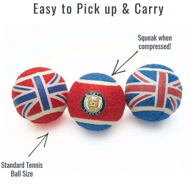 PetLondon Dog Tennis Balls 3pack, Dog Ball Bouncy Union Jack, London United Kingdom Tennis Balls, Premium British Tennis Balls For Small and Medium Dog and Puppies - PawsPlanet Australia