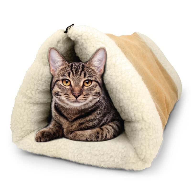 [Australia] - PARTYSAVING PET Palace 2-in-1 Pet Bed Snooze Tunnel and Mat for Pets Cats Dogs and Kittens for Travel or Home, APL1343, Beige 