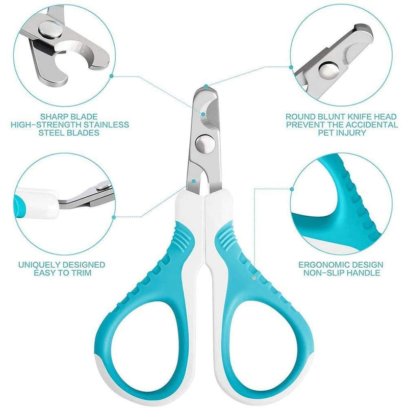 YUDOTE Pet Nail Scissors Sharp Stainless Steel Angled Blade for Easy Home Trimming for Small Dogs,Cats,Rabbits,Birds and More Saving Your Vet Costs Blue/white - PawsPlanet Australia