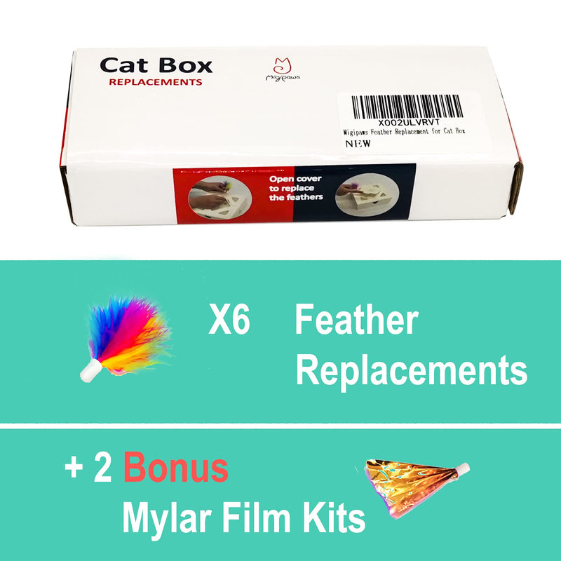 Migipaws Upgrade Rainbow Feather Replacement for Cat Magic Box, 6pcs Rainbow Feather + 2pcs Free Mylar Refills - PawsPlanet Australia