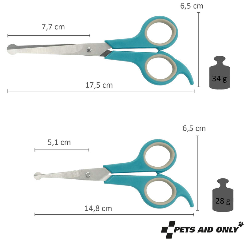 Acme United Europe GmbH Pets Aid Only PAO-10004 Rounded Tip Grooming Scissors Set - Total Length 14.8 cm or 17.5 cm, Blade Length 5.1 cm or 7.7 cm - PawsPlanet Australia