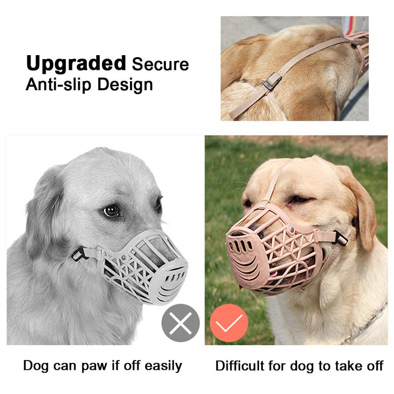 LUCKYPAW Dog Muzzle, Basket Cage Muzzle for Small, Medium, Large Dogs to Stop Barking, Biting and Chewing Size 1 - Snout - 7" - Pomeranian Beige - PawsPlanet Australia