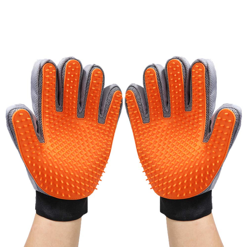 Merauno Grooming Glove for Hair Removal, Cat Brush, Hair Removal Brush, Fur Brush for Dog, Cat Hair, Massage Set for Dogs and Cats, Pet Brush Glove Set, Cat Accessories, 1 Glove Right orange 1 glove (right). - PawsPlanet Australia