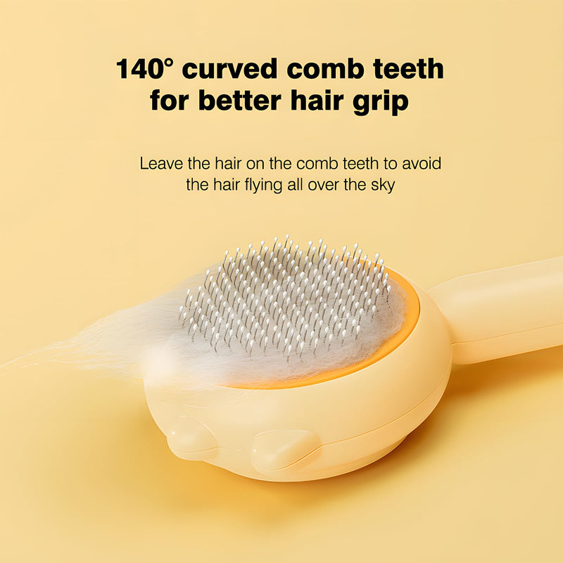 absob Grooming Brush for Cats and Dogs Self-Cleaning Slicker Brush for Removing Loose Undercoat Tangles and Matted Hair Fur Brush for Short or Long-Haired Cats/Dogs (Yellow-B) Cat Paw Yellow - PawsPlanet Australia