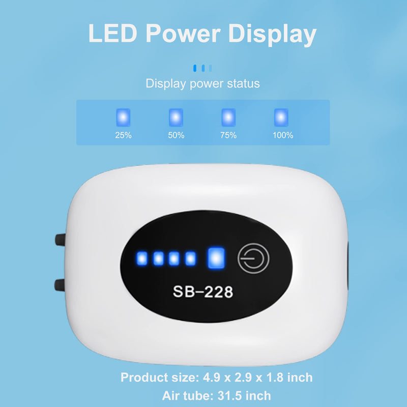 SUNWEN Aquarium Lithium Battery Air Pump, Rechargeable and Portable, Large Battery Capacity (up to 70hrs), for Aquariums, Outdoor Fishing and Power Cut SB-228 - PawsPlanet Australia