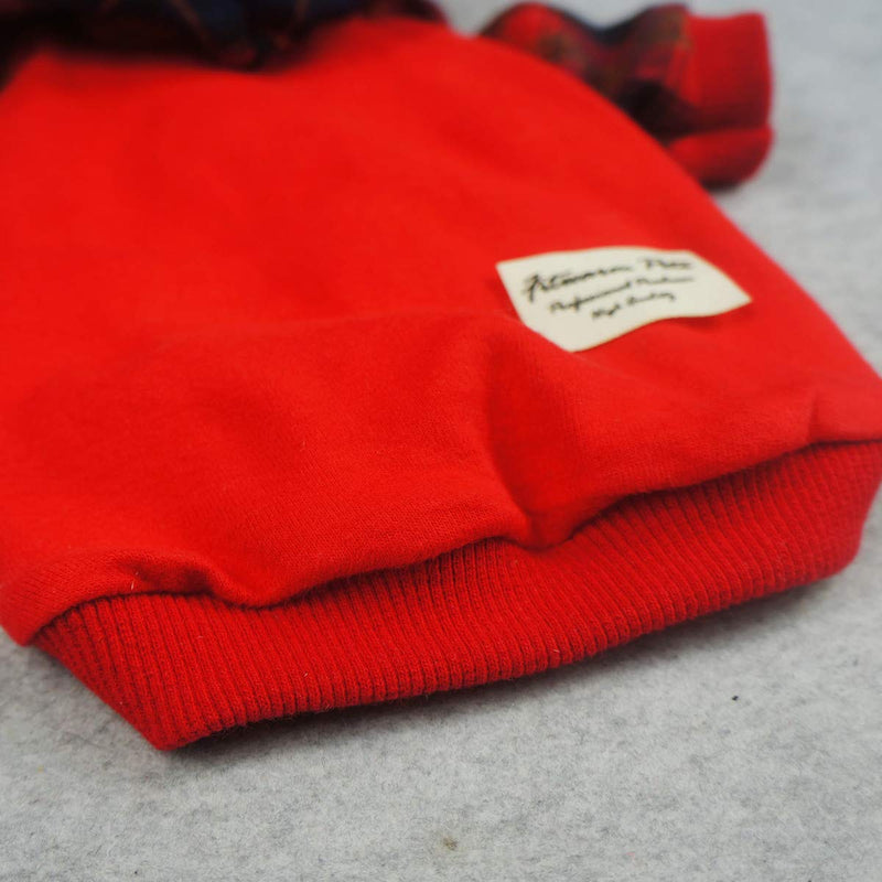 [Australia] - Fitwarm Dog Plaid Shirts Doggie Clothes Puppy Hoodies Cat Hooded T Shirts Pet Outfits Cotton L Red 