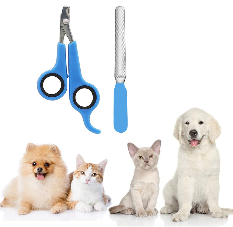 thaynac Dog & Cat Nail Clippers Set with 2 pcs Tools, Nail Clippers and Nail Files,Professional Grooming Tool for Puppies and Kittens blue - PawsPlanet Australia