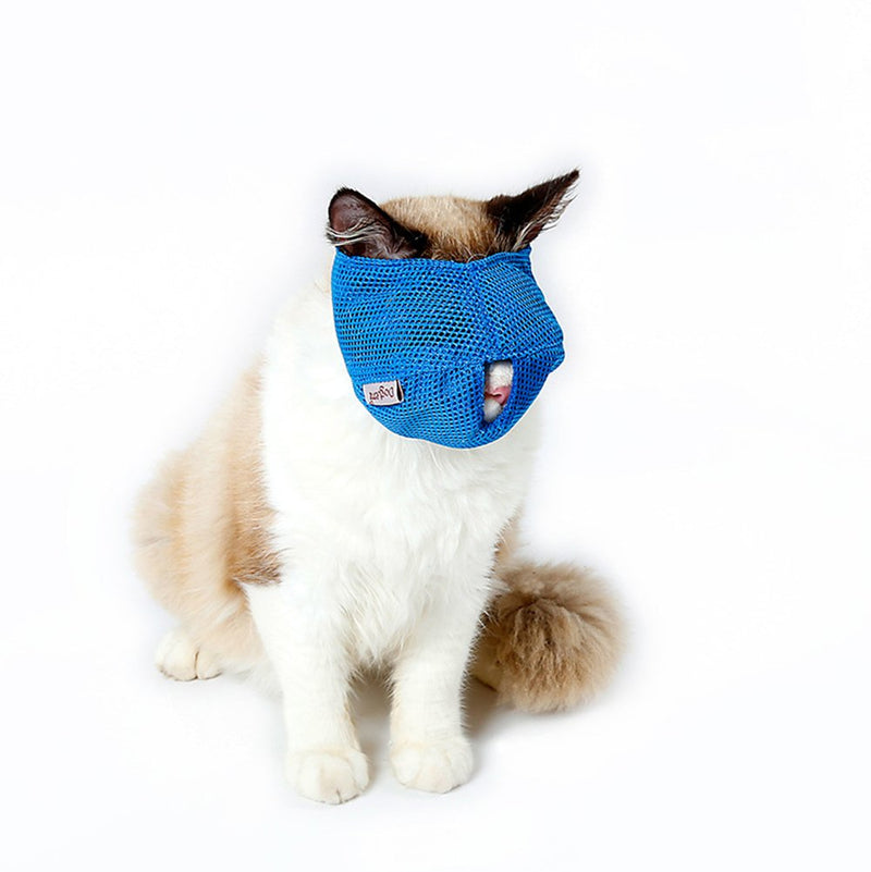 [Australia] - ZOOPOLR Cat Muzzles - Breathable Mesh Muzzles Prevent Cats from Biting and Chewing - Anti Bite Anti Meow BLUE-L 