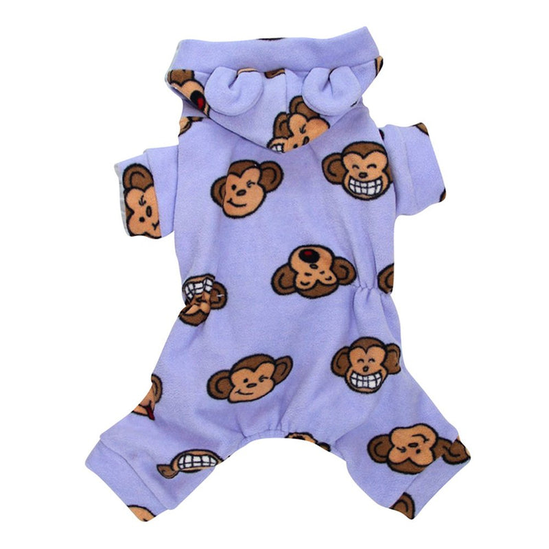 Klippo Dog/Puppy Silly Monkey Fleece Hooded Pajamas/Bodysuit/Loungewear/Coverall/Jumper/Romper with Ears for Small Breeds - Lavender - PawsPlanet Australia