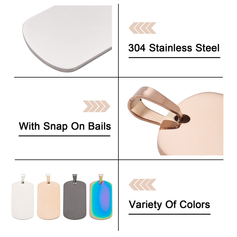 Cheriswelry Blank Stamping Dog Tag Pendant Stainless Steel Personalized Engraving Name Charm Pet ID Name Charms for Necklace Jewelry Black 45x25x1.5mm - PawsPlanet Australia