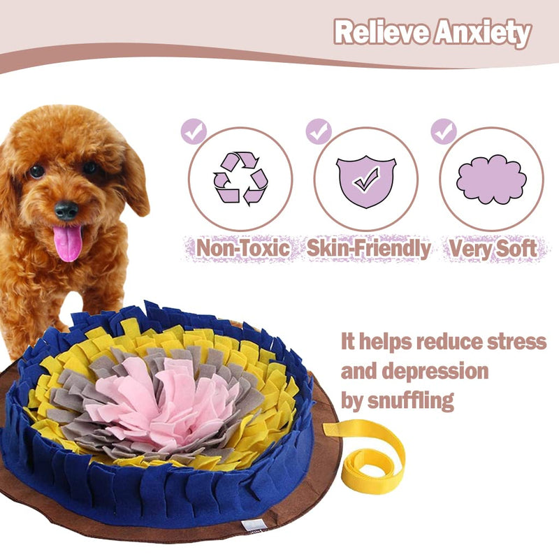 IFOYO Pet Snuffle Mat, Dog Feeding Mat Small Dog Training Pad Pet Nose Work Blanket Non Slip Pet Activity Mat for Foraging Skill, Stress Release, (A Flower, Diameter: 17.7in / 45cm) Blue - PawsPlanet Australia