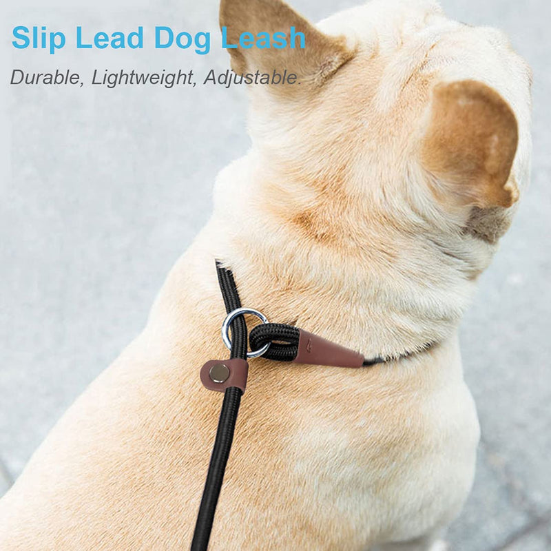 MayPaw Slip Lead Control Leash for Dogs No Pull, 13+ Colors Classic Dog Leash 7FT Pet Slip Leash, 1/4” Rope Leash for Small Medium Animals 7ft*1/4" black - PawsPlanet Australia