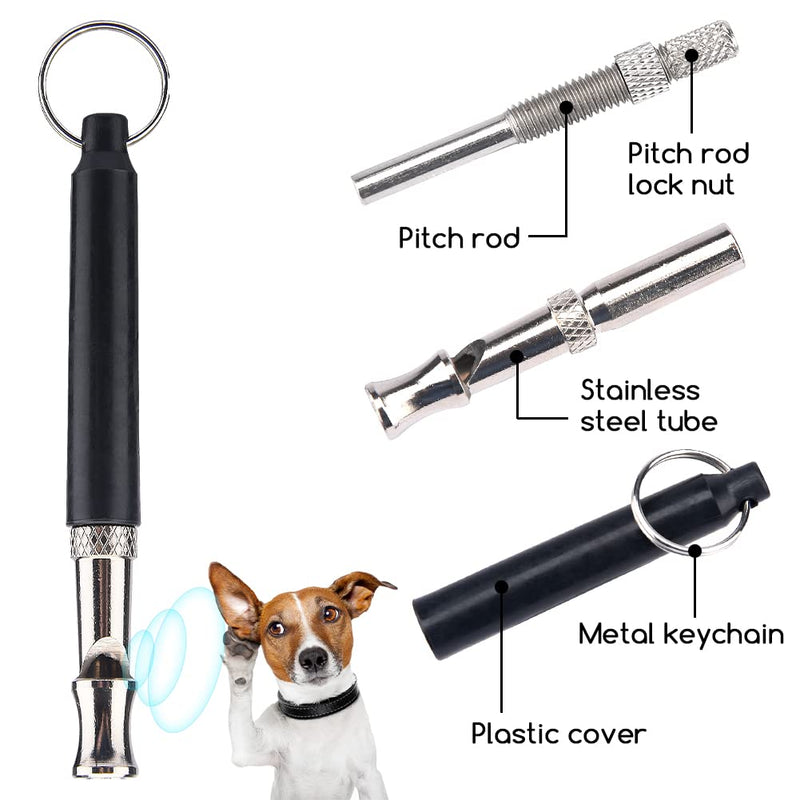 POHOVE 8pcs Dog Whistle And Clicker Training Set & Black Strap Lanyard,Storage Bag,Dog Whistle To Stop Barking,Adjustable Silent Dog Whistle,For Dog Recall Behavioral Silent Training - PawsPlanet Australia