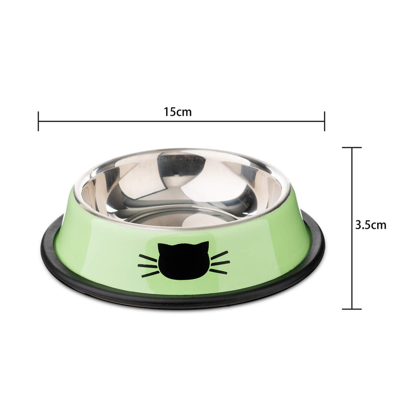 Tofern 2Pcs Portable Non-slip Stainless Pet Travel Feed Bowls For Dog Cat With Rubber Ring Base, green - PawsPlanet Australia