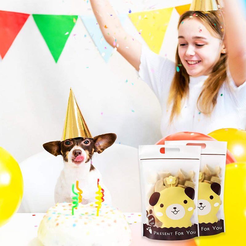 [Australia] - YIGWANG 50 Pcs Dog Treat Bags, Dog Treat Packaging Bags with Convenient Handles for Food Storage, Dog Gift Bag on Puppy Dog Birthday Party 