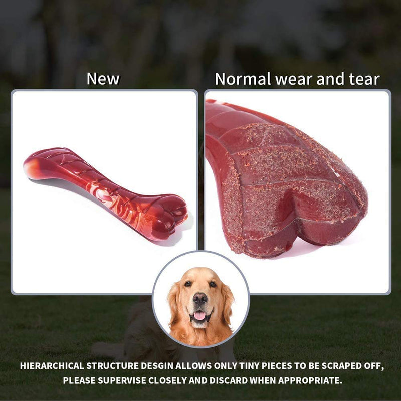 Dog Toys for Aggressive Chewers, Indestructible Durable Dog Chew Toys, Non-Toxic Food Grade Nylon Dog Bone Toy Reduces Boredom, Tested by Labrador, Golden Retriever, More Small Medium and Large Breed Bent Bone 1pcs Large-Bacon - PawsPlanet Australia