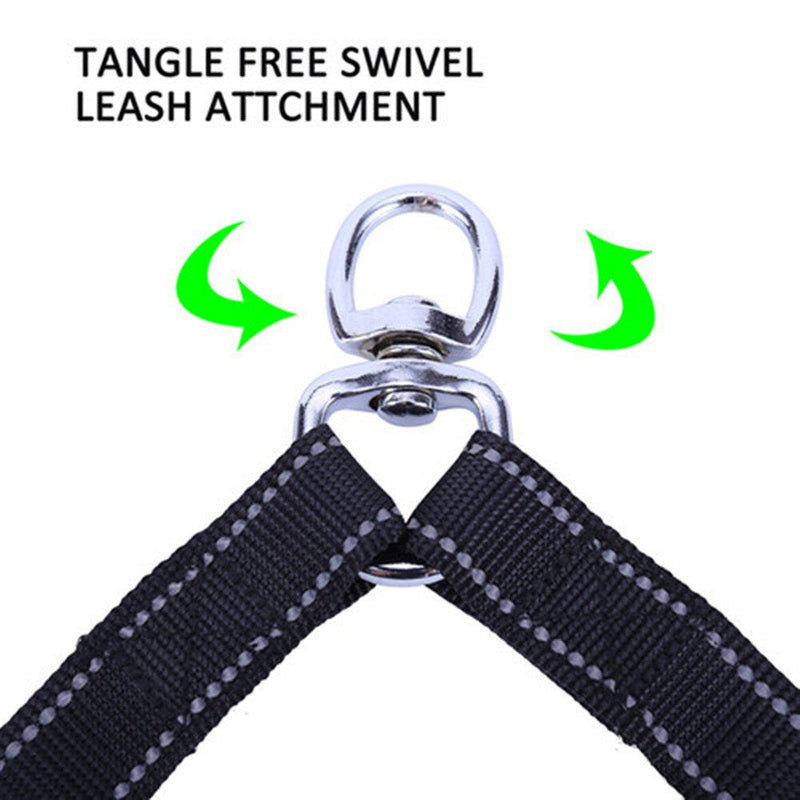 Snagle Paw Tangle Free BungeeX2 Double Dog Leash Coupler, 360° Swivel No Tangle Double Dog Walking & Training Leash, Comfortable Shock Absorbing Reflective Bungee Lead Walk 2 Dogs with Ease Small(Pack of 1)-adjustable black - PawsPlanet Australia
