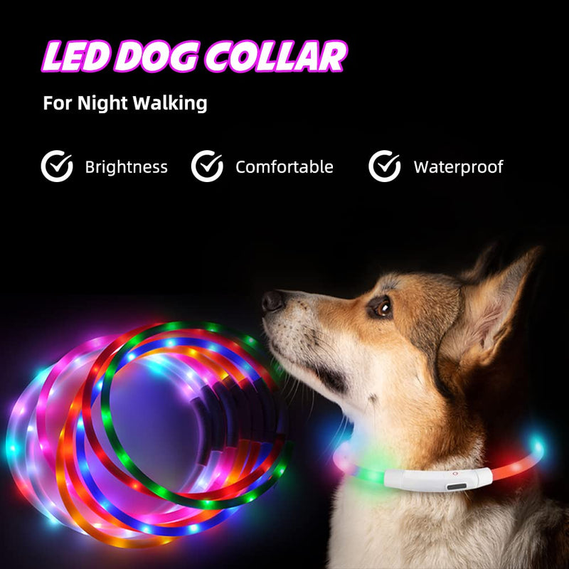 Light Up Dog Collars, OurMiao LED Dog Collar, Rechargeable Dog Lights for Night Walking, Lighted Dog Glow Collar for Small Medium Large Dogs (Blue) Blue - PawsPlanet Australia