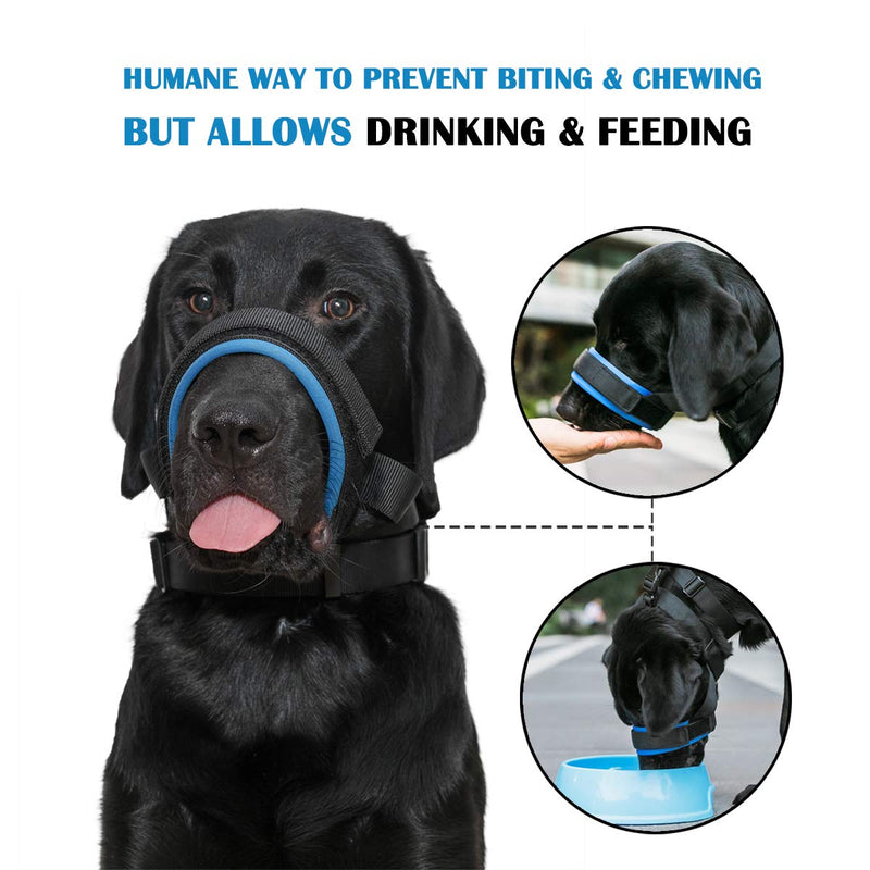 [Australia] - Dog Muzzle for Small Medium Large Dogs Stop Barking Biting and Chewing Breathable Adjustable Soft Pad Blue 