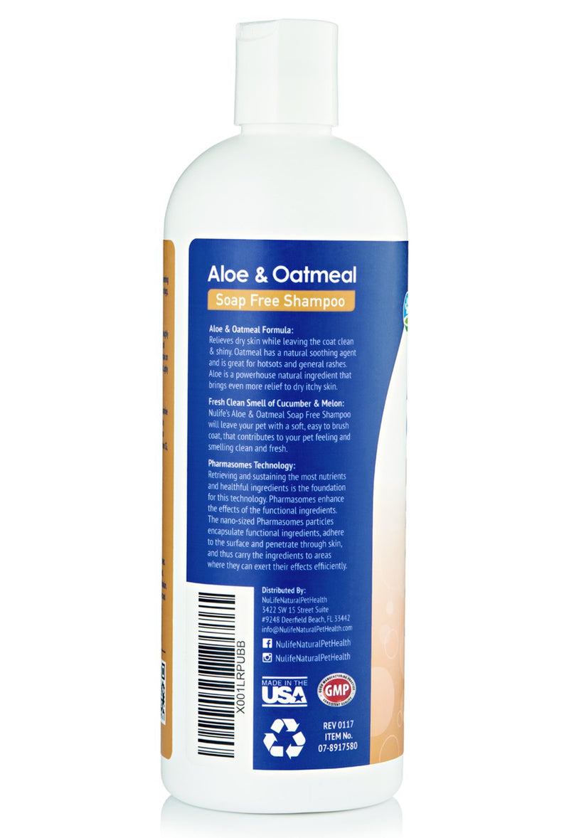[Australia] - Oatmeal Shampoo For Dogs With Soothing Aloe Vera, Suitable For All Pets, With Cucumber Essence and Ripe Melon Extract, Hypoallergenic, Soap-Free Formula Provides Relief From Dry, Itchy Skin, 16 Oz 