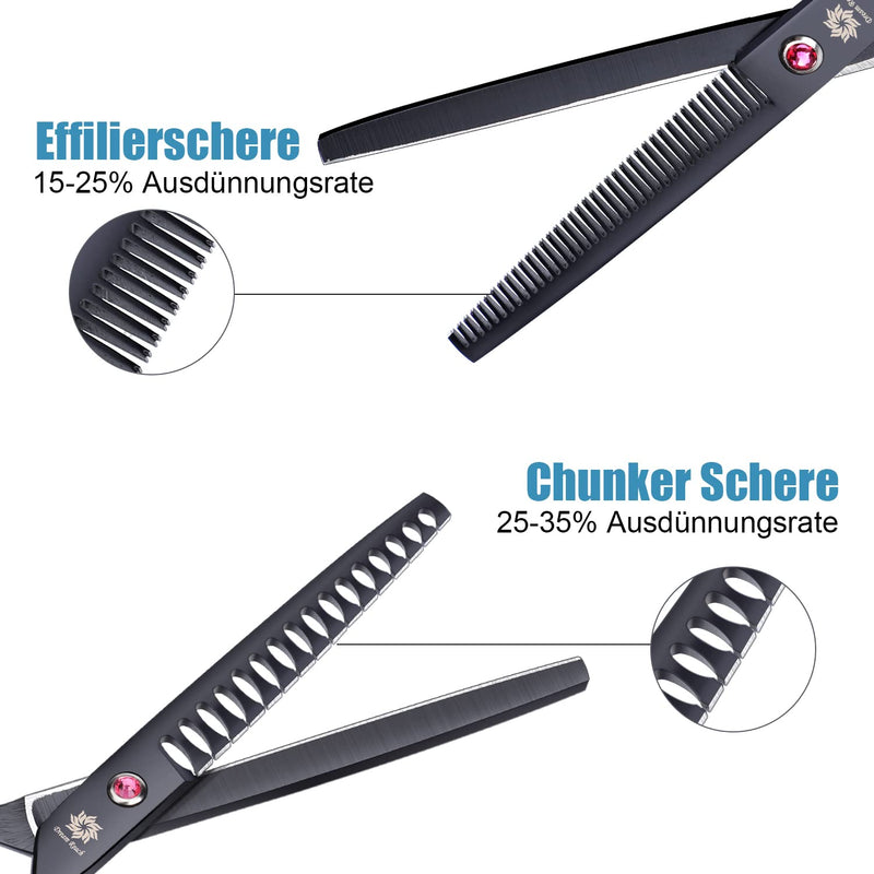 Dream Reach 7.0 Inch Professional Pet Grooming Set Dog Scissors Grooming Scissors Pet Grooming Scissors Straight/Curved/Effiliating/Chunker Scissors Set Black (Set of 4) Set of 4 - PawsPlanet Australia