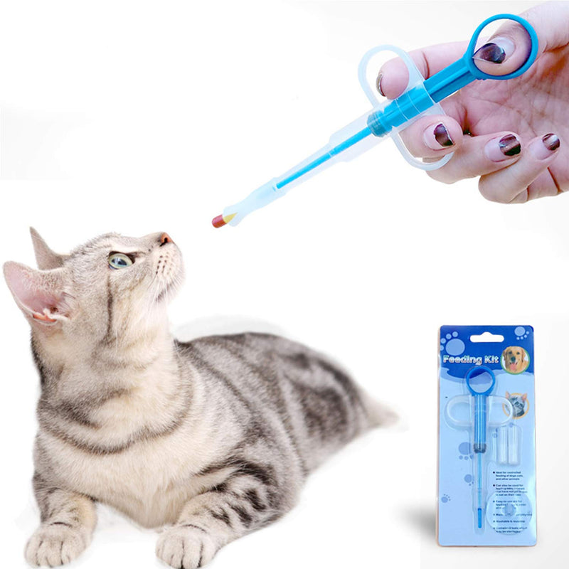 [Australia] - OUOU Pet Pill Dispenser, [2 Pack] Dogs and Cats Medicine Feeder Tool Kit Silicone Syringes for Cats Dogs Small Animals - Super Durable and Reusable Extremely Convenient (Blue) 