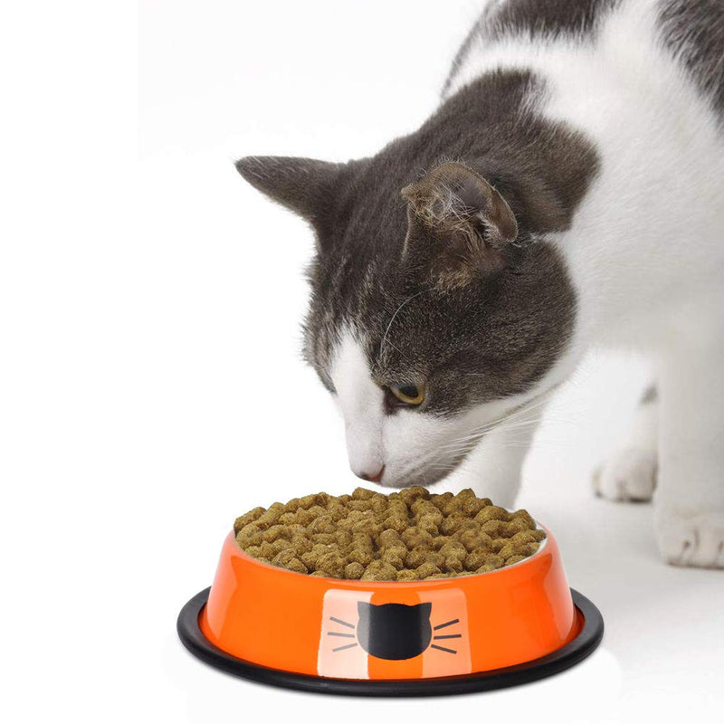 Queta 3 Piece Cat Food Bowl, Stainless Steel Cat Bowl Set Feeding Bowl Cat Food Bowl Water Feeding Bowl with a Bowl Mat 3 x feeding bowls - PawsPlanet Australia