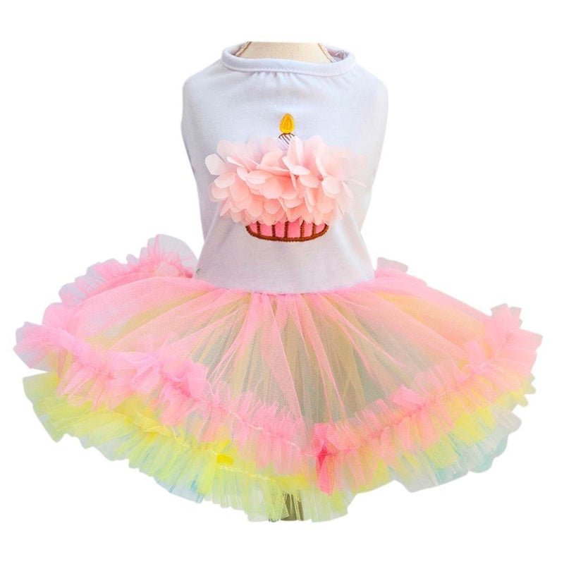 Ollypet Pack of 2 Cute Clothes for Small Dogs Tutu Dresses for Girls Cupcake Birthday Hat Pet Apparel Cats Puppy Summer XS - PawsPlanet Australia