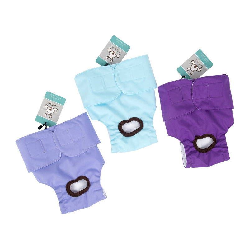 [Australia] - CuteBone Dog Diapers Female Reusable Period Panties Washable Puppy Pee Pads for Untrained Puppies, Dogs in Heat, Doggie Menstrual and Incontinence S Blue&Purple 3pcs 