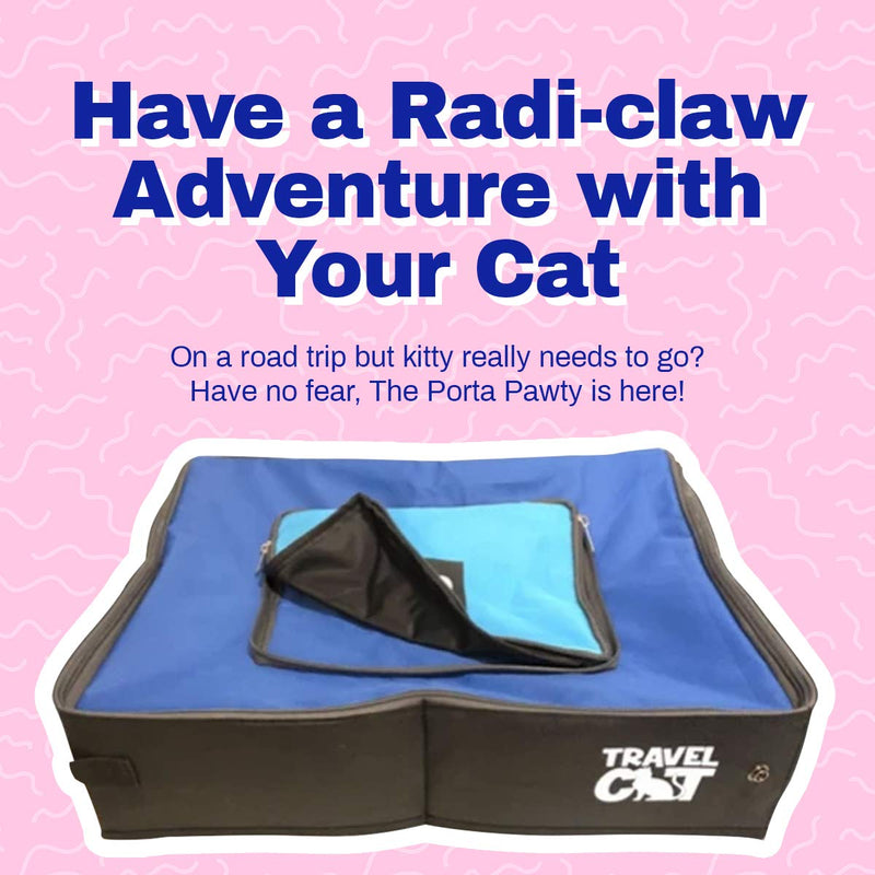 [Australia] - Travel Cat: Porta Pawty - Portable Cat Litter Box with Lid - Collapsible - Lightweight with Zippered Cover, Extra Pocket and Side Handles - Easy-Clean Seamless Liner - Suitable for Large Cats 