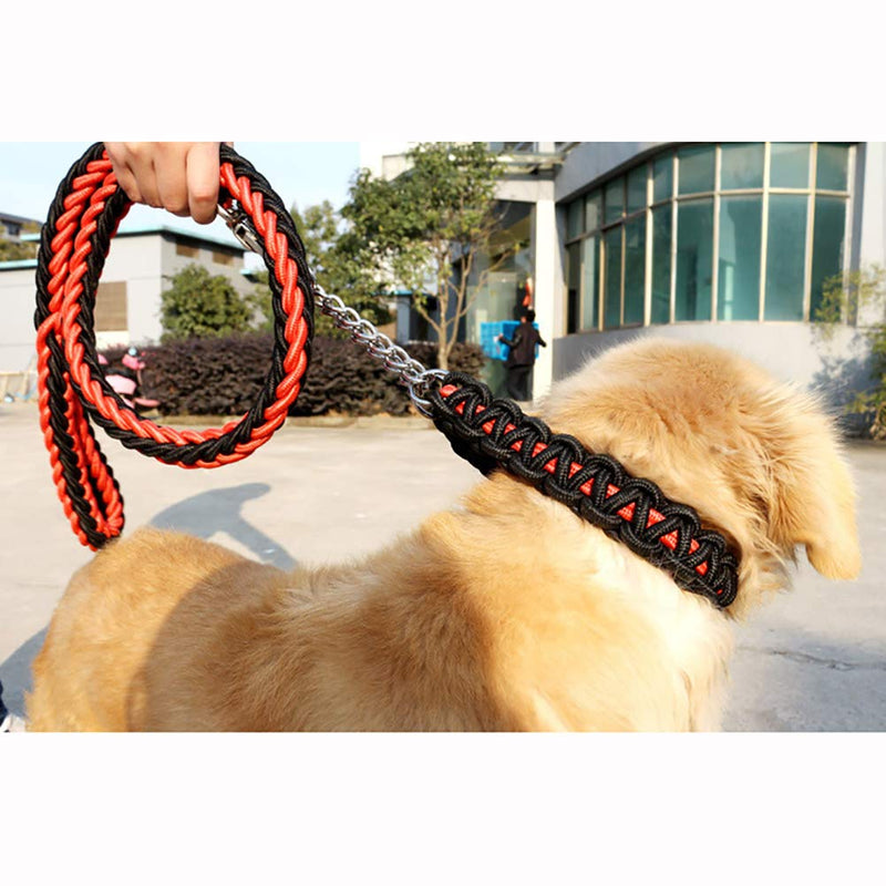 Dog Collar and Leash Set with Heavy Duty Dog Leash, Heavy Duty Rope Braided Dog Training Leash Strong Dog Leash, Durable Nylon Dog Training Leash for Small Medium Large Dogs Medium (Pack of 1) Black - PawsPlanet Australia