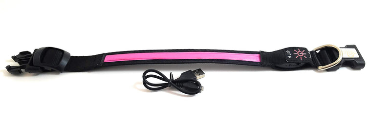 [Australia] - BrightPaws Rechargeable LED Light up Dog Collar, Water Resistant, Small, Medium, Large Pink 