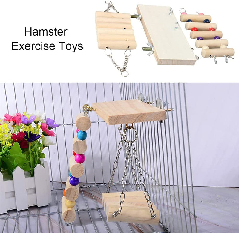 Fun Boredom Breaker, Interesting Hanging Natural Wooden Hamster Swing Ladder Platform Exercise Toys,Small Animal Activity Climb Play Toy Parror,Gerbil,Squirrel,Rat,Hamster, Chinchilla - PawsPlanet Australia