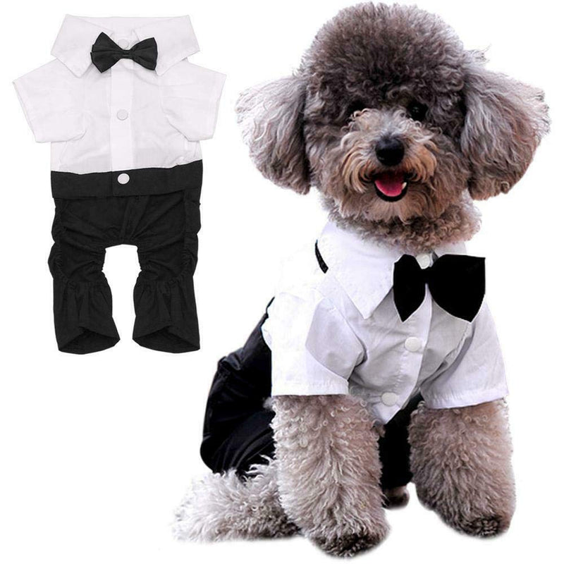 SpeedPets Dog Suit with Bow Tie Dog clothes Summer for Puppy Pet Clothing (Medium) M - PawsPlanet Australia