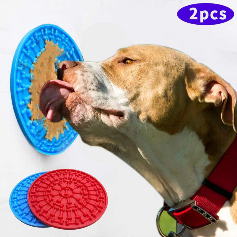 [Australia] - Dog Shower Lick Pad,Dog Peanut Butter Lick Pad Slow Feeder, Dog Mat Suctions to Wall for Grooming, Pet Bathing, and Dog Training（2pcs） 