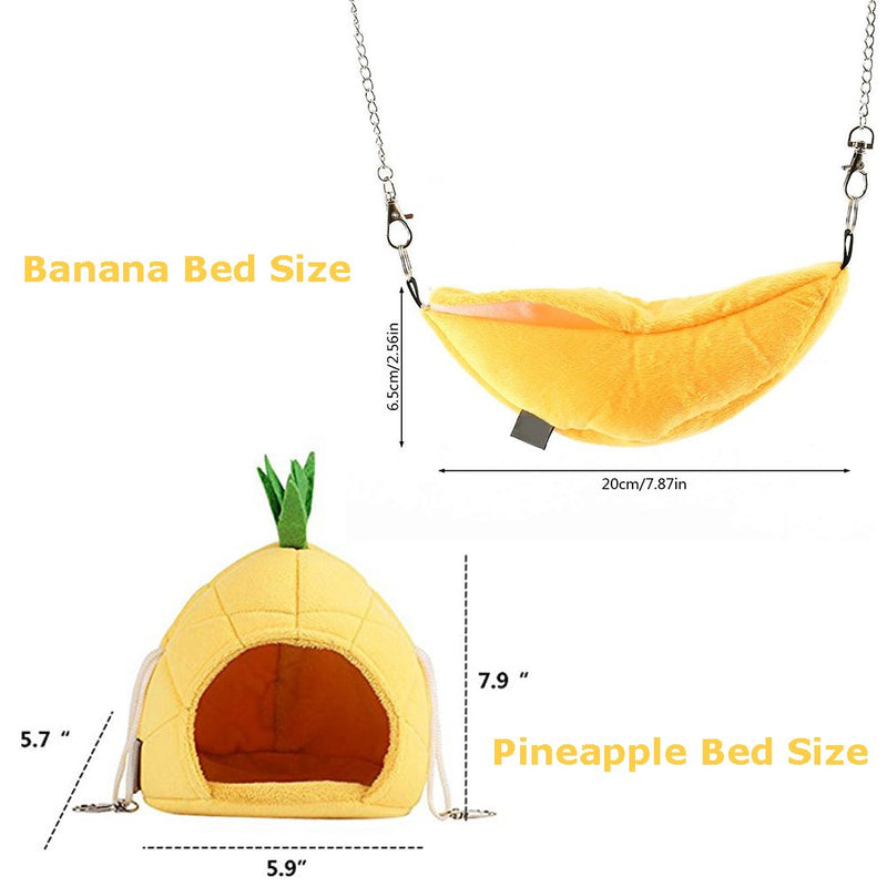 [Australia] - Cuteboom 2 Pack of Fruit Nest for Golden Hamster, Cavy, Hedgehog, Squirrel of Hamsters, Warm House for Pet to Play and Sleep Yellow 