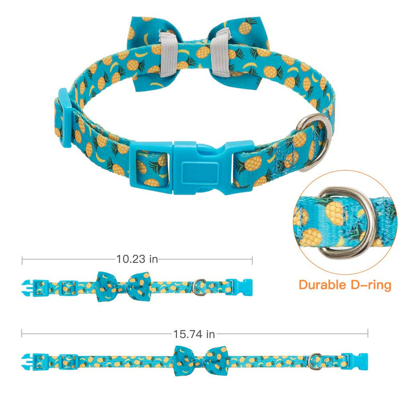 PUPTECK Dog Harness and Leash Set - Adjustable Cute Dog Bowtie Collar, Breathable Pineapple Comfort Padded Puppy Vest Harnesses for Small Medium Dogs Walking Blue - PawsPlanet Australia