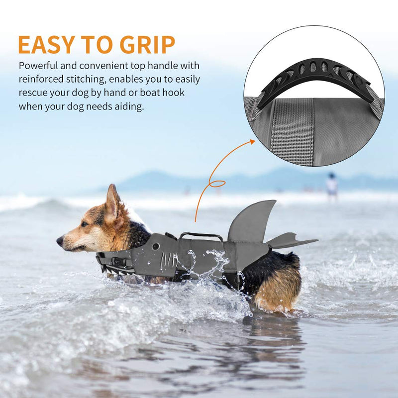 [Australia] - Petacc Dog Life Jacket Pet Floatation Vest Dog Lifesaver Dog Life Preserver for Water Safety at The Pool, Beach, Boating Medium Shark 