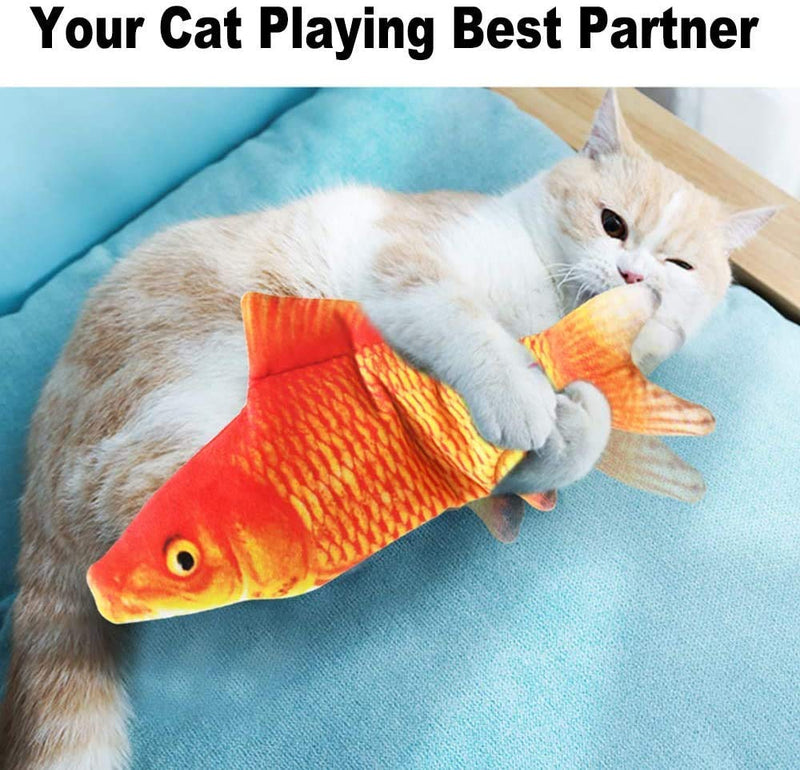 Auyuiiy Catnip Electric Realistic Simulation Toy Fish,Plush Wagging Interactive Pets Chewing Biting Kicking Pillow Fish for Cat Kitten Funny Cute Doll for Teeth Cleaning with USB Rechargeable - PawsPlanet Australia