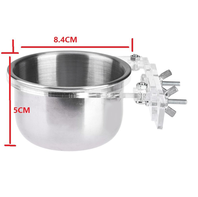 [Australia] - Pet Bird Food Feeding and Drinking Hanging Cup Stainless Steel Coop Hanger Cup For Parrot Cage Budgie 