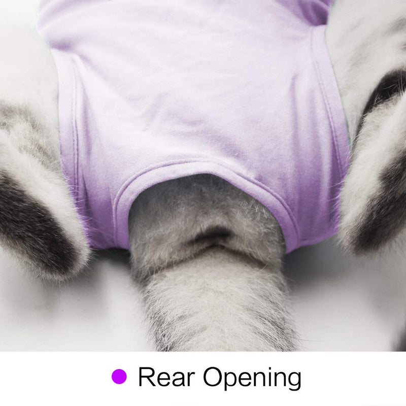 HEYWEAN Cat Surgery Recovery Suit Pet Clothing E collar Alternative After Surgery Wear Anti Licking Wounds Medical Pet Shirt S (Pack of 1) Purple - PawsPlanet Australia