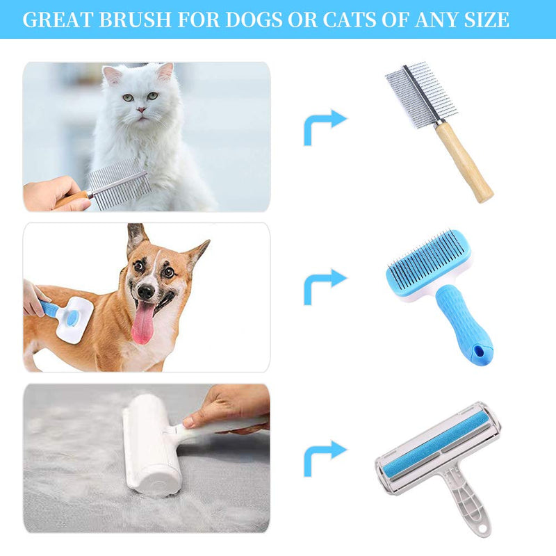 3 PCS Dog Grooming Brushes Tool Kit, Reusable Animal Hair Removal Roller, Dog Comb Brush, Pet Grooming Brush, for Dogs and Cats, Carpet, Furniture, Sofa - PawsPlanet Australia