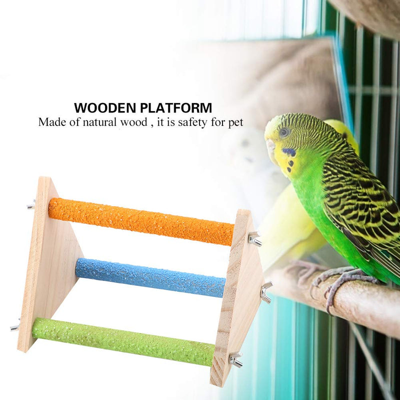 Tnfeeon Wooden Perch for Bird, Colorful Bird Cage Standing Toy Grinding Claw Perches toy for Parrots Parakeets Macaws Pet Birds[Triangle] - PawsPlanet Australia