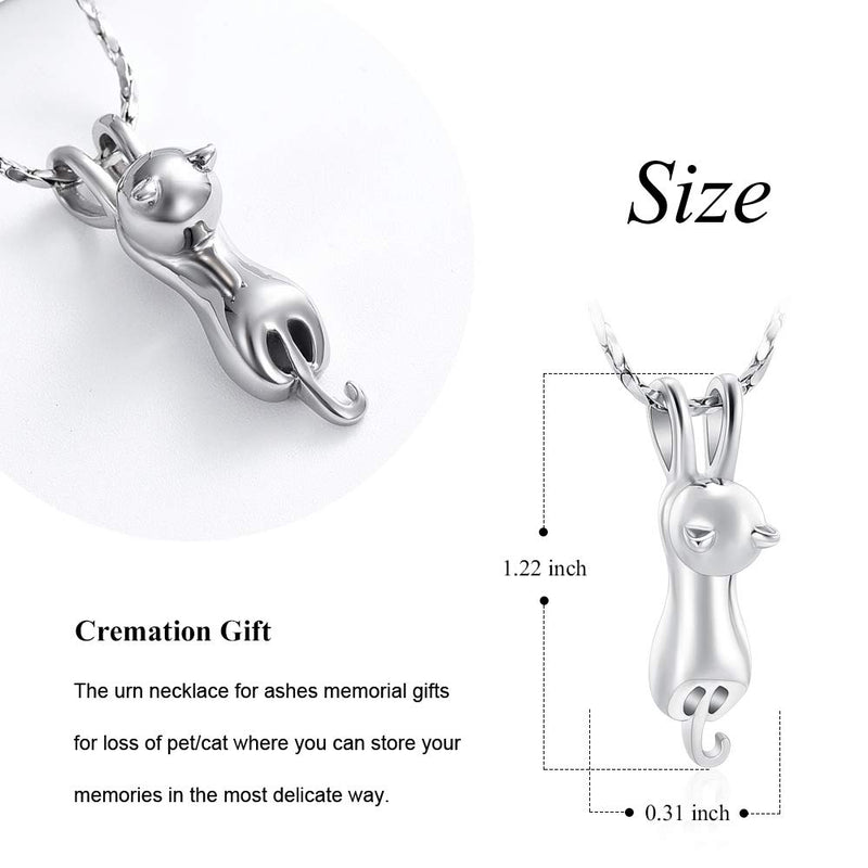 Imrsanl Pet Cremation Jewelry for Ashes Memorial Ash Jewelry Keepsake Cat Urn Pendants for Animal Ashes Necklace Silver - PawsPlanet Australia