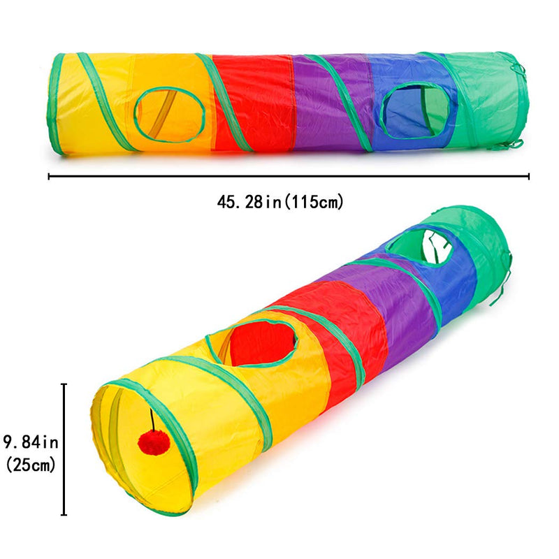 [Australia] - Flying Childhood Foldable Rainbow Cat Tunnel Extra Long 45.28’’ for Kitten and Most Adult Cats Indoor and Outdoor 