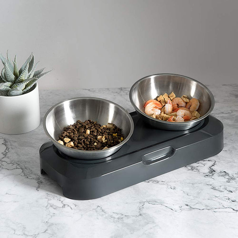 [Australia] - BOBEastal Raised Cat Bowls, Stainless Steel Cat Water and Food Bowls, 0/15° Tilted Stress Free Pet Feeding Bowls Nonslip for Cats and Small Dogs 