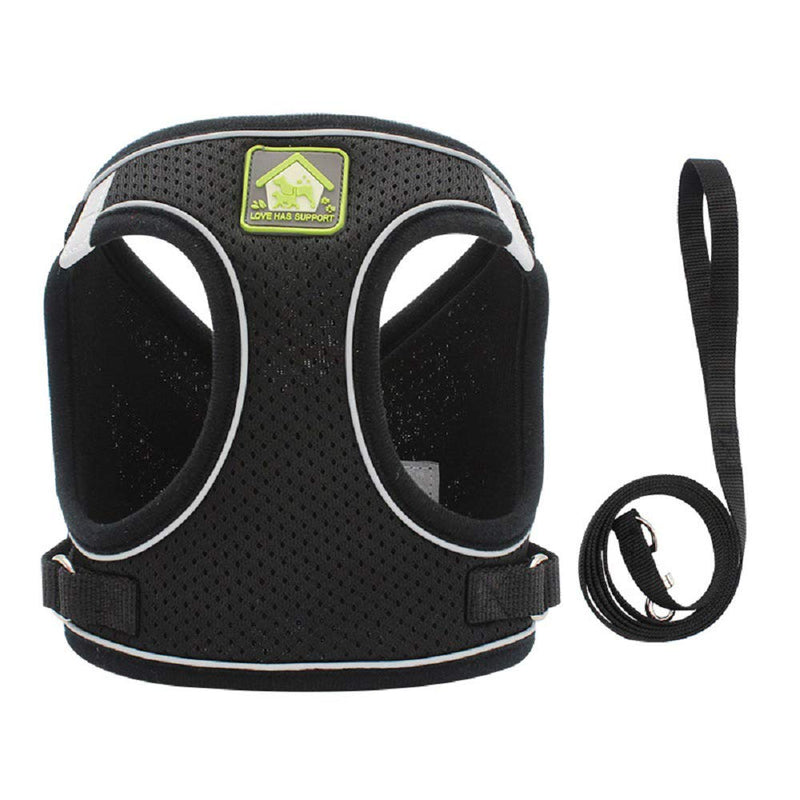 [Australia] - Domkim Soft Mesh No Pull Dog Harness and Leash Set for Small Medium Dogs/Cats, Cat Harness and Leash for Walking Escape Proof XS -10-11" Chest Black 