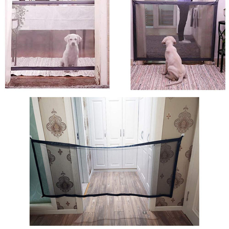 Elinala Magic Gate for Dogs, Dog Gate, 110 x 72CM Foldable and Easy to Install Pet Isolation and Protection Net for Halls, Rooms and Stairs (Beige) Beige - PawsPlanet Australia